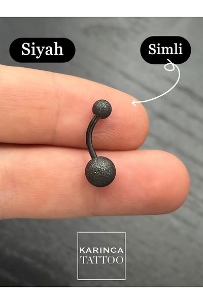 Karınca Piercing Surgical Steel Belly Piercing - Black Glitter Belly Piercing