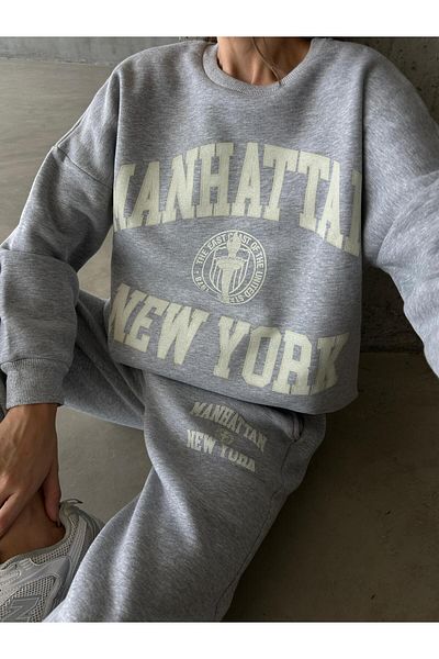 mydukkan.co Gray Sweatshirt and Jogger Tracksuit Set