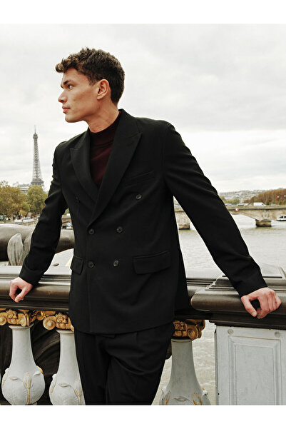 LC Waikiki Чорний стандартний крій чоловічий блейзер