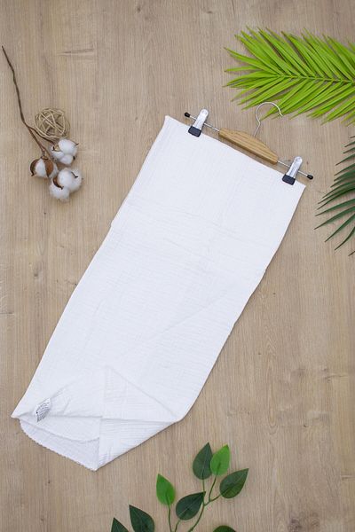 Sitilin White Muslin Pompom Baby Girl Swaddle Blanket - Stl6904
