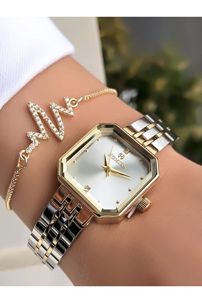 Homies Women's Waterproof Wristwatch and Bracelet Set - Square Original Billed