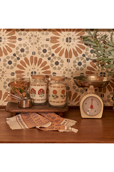 Bella Maison Indian Flower Bamboo Jar with Lid Mustard (970 Cc)