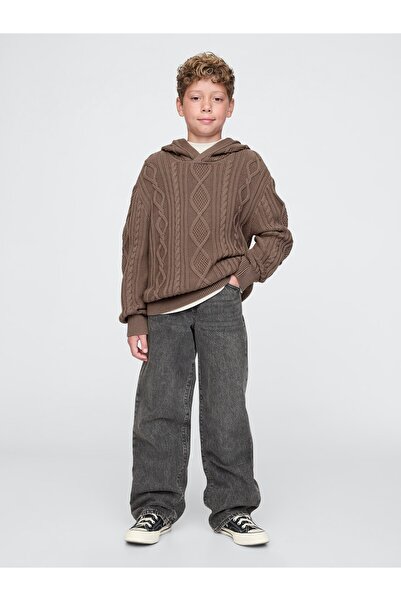 GAP Erkek Çocuk Kahverengi Kapüşonlu Örgü Kazak
