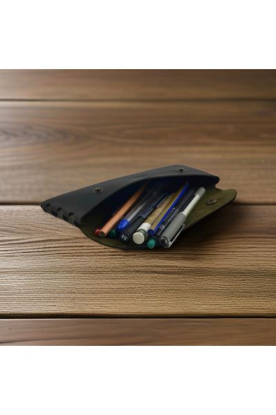 Mess collection Leather Pen Holder, Genuine Leather Small Pencil Case – Business, Office, School Accessories Holder
