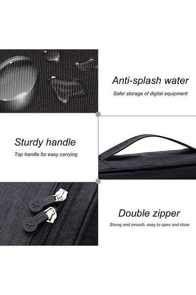 fulina Electronics Organizer,Travel Universal,Waterproof Shock Resistant,for Cable,Charger,Phone,Black