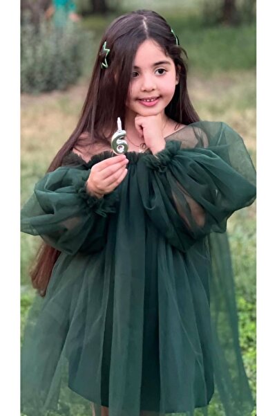 Tinypeople Kız Çocuk Balon Kol Abiye Elbise Kız Çocuk Tüllü Elbise Kız Çocuk Kabarık Elbise Tütü Elbise