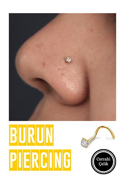 Karınca Piercing Stoned Gold Color Nose Piercing