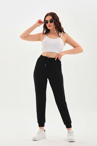 TAMPAP 341 Pantaloni de sport pentru femei Jogger Modal cu talie înaltă, cu buzunare pentru picioare