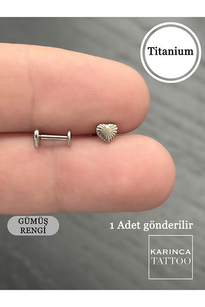 Karınca Piercing ثقب اللولب التيتانيوم - قلب مطرز، الزنمة المدارية المسطحة