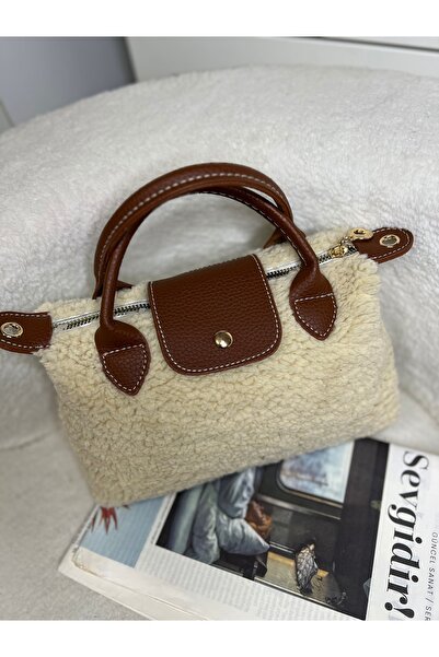 ZEYZEYBUTİK TEDDY KUMAŞ KREM ÇANTA