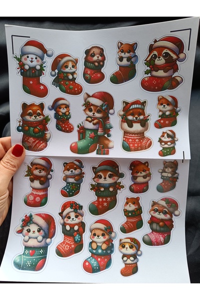 Pink Swan Craft Set de autocolante cu animale drăguțe în interiorul ciorapilor de Anul Nou, jurnal cu glonțuri, autocolante pentru planificator