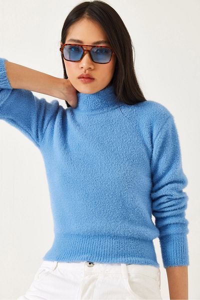 Bianco Lucci Pulover de damă cu jumătate de gât țesut moale 60261217