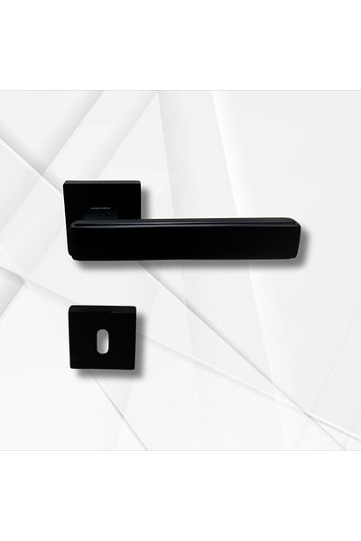 almital mobilya aksesuarları furniture accessories Lusso Black 5 Pieces Room 2 Pieces Wc Square Rosette Door Handle Set, 3 1 Apartment Door Handle Set