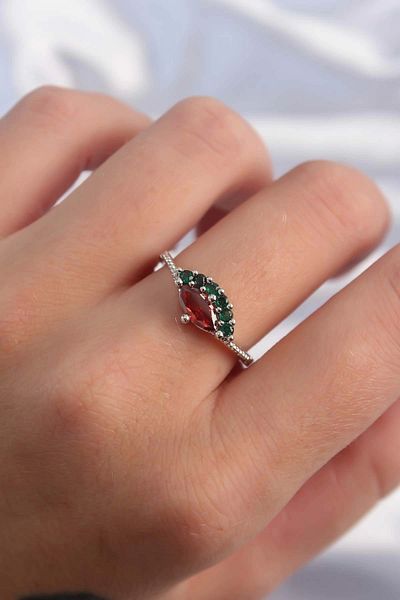Clariss Brass Silver Color Colorful Zircon Stone Adjustable Watermelon Model Ring