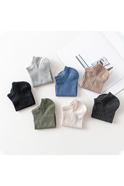 çorapmanya 5 Pairs of Derby Patterned Multicolored Women's Booties Socks