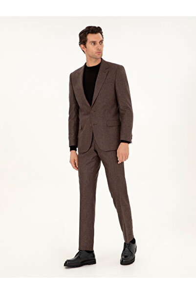 Cacharel Kahverengi Slim Fit Yün Karışımlı Takım Elbise 50291028-VR029