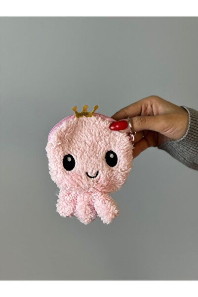 Gönülden Tasarım Pink Plush Women's Wallet Smile Surat Wallet15X10 cm