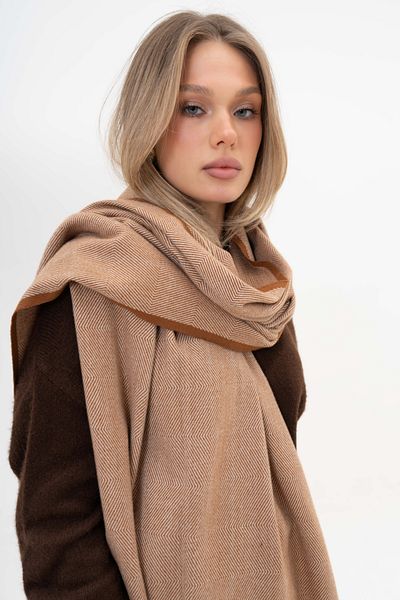 FENZA SCARF ȘAL DE IARNĂ CU DETALII KELVIN STRIP, AMESTEC DE LÂNĂ-ACRILIC