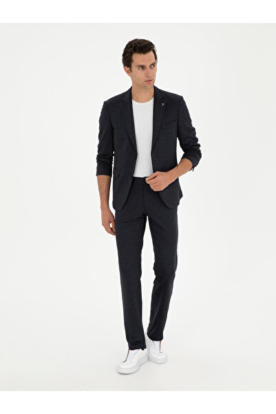 Cacharel Koyu Lacivert Slim Fit Yün Karışımlı Pantolon 50284758-VR100