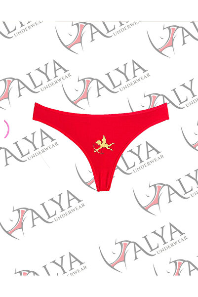 ALYA UNDERWEAR New Year Themed Printed String, Red Thong Panties (Cupid) Single Pack