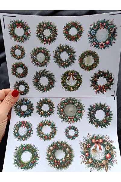 Pink Swan Craft Vintage Yılbaşı Kapı Süsleri Etiket Seti, Bullet Journal, Planlayıcı Stickers