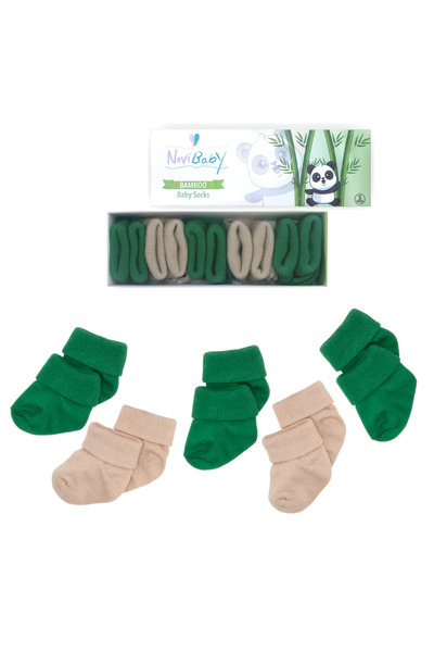 Novibaby 5'li Bambu Yenidoğan Bebek Çorap I Greeny I Kız Erkek Bebek Çorabı