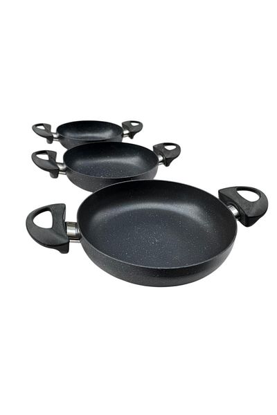 Peramari Gülsan Crushed Granite 3-Piece Egg Holder 18-20-22 cm Black