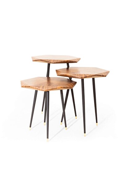 ReHome Golf Servis Sehpası | Zigon Sehpa | 3’lü Sehpa Takımı | MDF