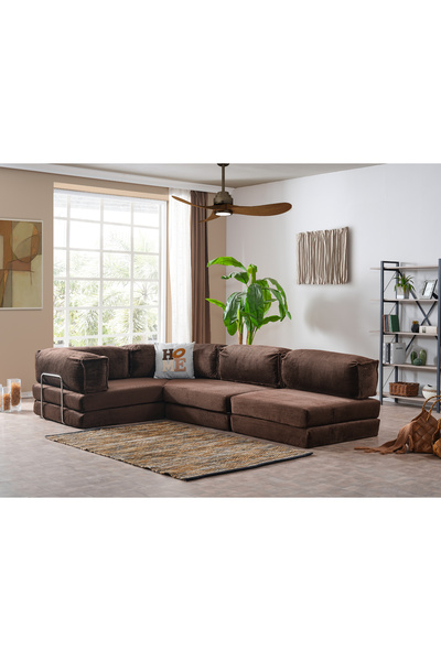 Doqu Home Living Fonksiyonel Köşe Koltuk Cosmo Kahverengi
