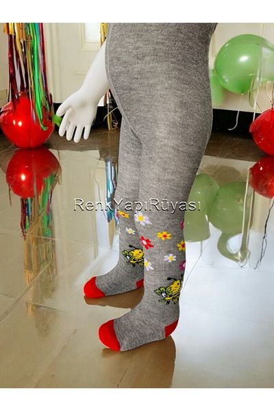 RENKYAPI 6 Pieces Girls' Pantyhose, 80% Cotton Pantyhose, Bee Pattern