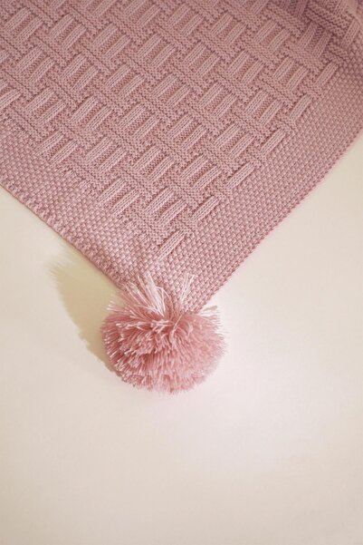 CHUBA Wicker Patterned Powder Knitwear Blanket - 80Cmx100Cm, Kids, Pompom Chkids203