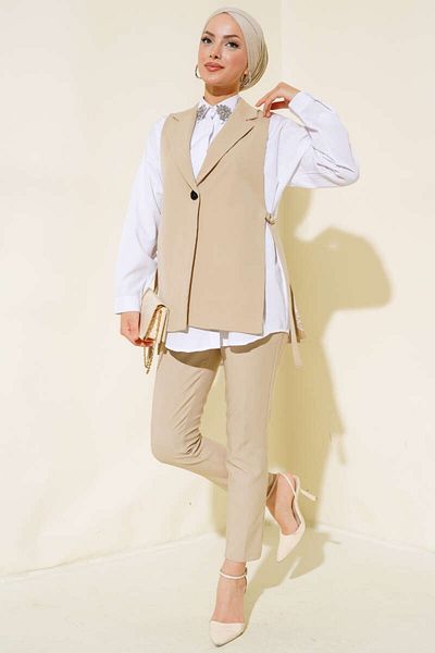 bymaestro woman Women's Side Buckle Blazer Stylish Vest