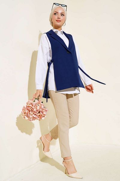 bymaestro woman Women's Side Buckle Blazer Stylish Vest