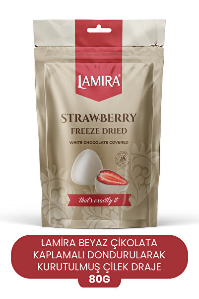 LAMİRA لاميرا دراجي الفراولة المغطى بالشوكولاتة العاجية 80 جرام