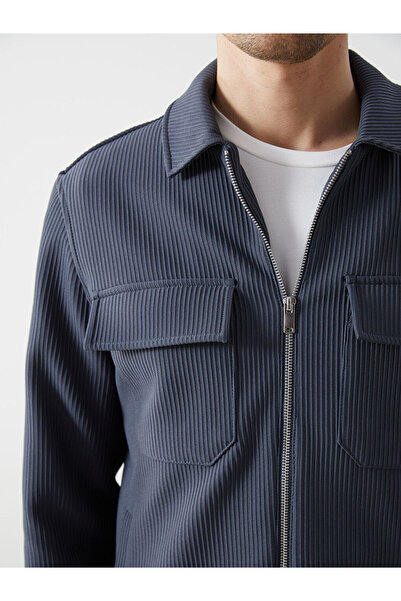 LC Waikiki Ανδρικό παλτό με γιακά πουκάμισο Indigo S εφαρμοστό