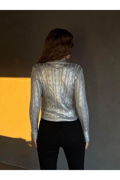 mydukkan.co Shine Knitwear Sweater with Metallic Silver Leaf