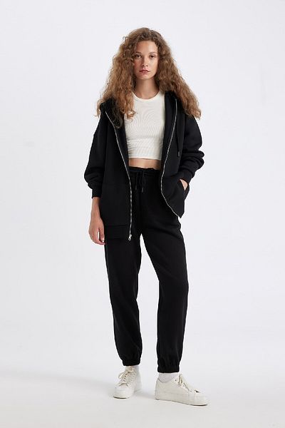 DeFacto Dicke Jogger-Jogginghose – elastische Taille, gerade, lange Größe S7370az24wn