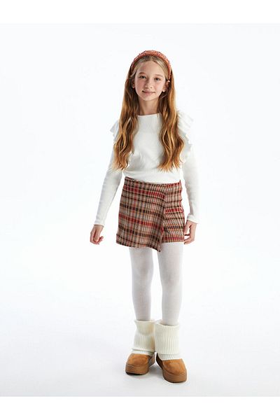 LC Waikiki Lcw Kids Brown Elastic Waist Girls' Shorts Skirt