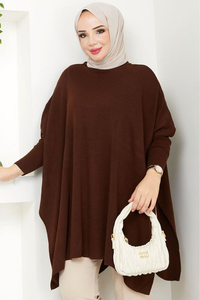 Genel Markalar Oversize Rahat Kesim Esnek Örme Triko Kumaş Uzun Yarasa Kol Gü...