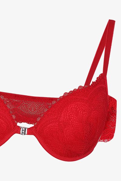 koza iç giyim Women's Half Padded Front Openable Lace Bra Set