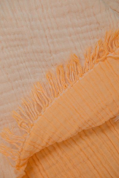 Caymoon 100% Cotton Muslin Sofa Shawl - 4 Layers, 130X190 Cm, Double Color Yellow-Ecru