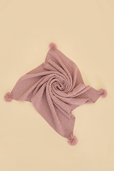 CHUBA Wicker Patterned Powder Knitwear Blanket - 80Cmx100Cm, Kids, Pompom Chkids203