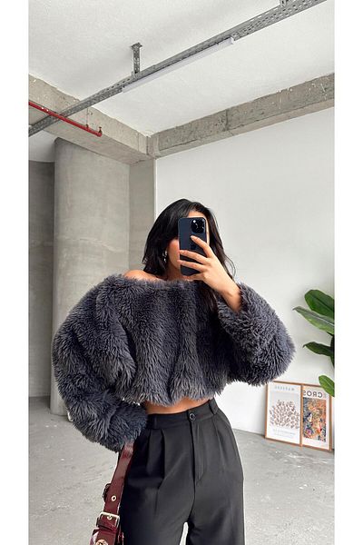 mydukkan.co Smoked Plush Crop Sweater