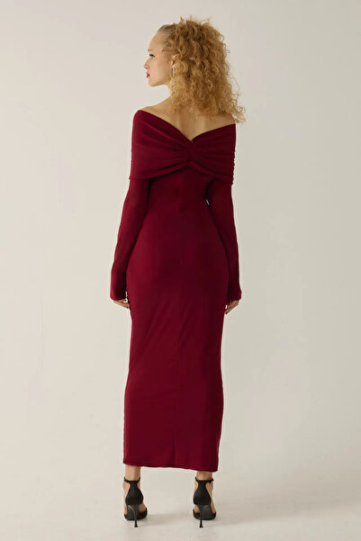 Hiccup Draped Off Shoulder Bodycon Maxi Dress