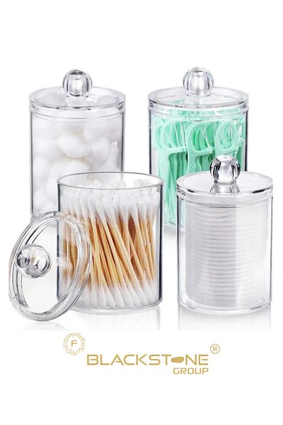 F BLACKSTONE 4-Piece Bathroom Organizer, Cotton Bowl, Cotton Floss, Cotton Bowl and Make-up Organizer