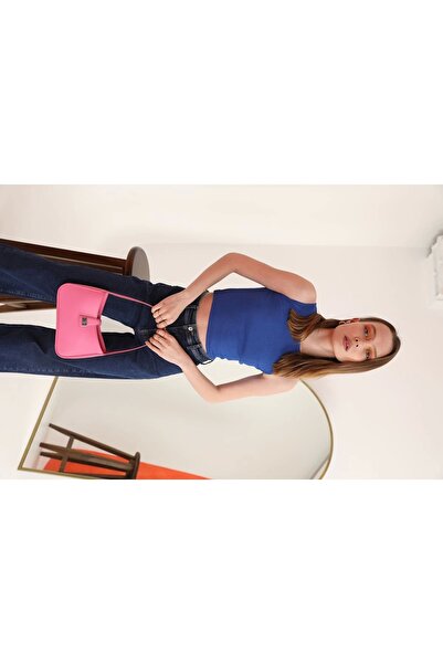 Genel Markalar Kaşkorse Kumaş Bisiklet Yaka Kolsuz Kadın Crop-Saks