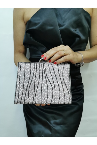 MODA SOAVE COLLECTION GEANT DE SEARĂ PENTRU FEMEI, ARGINTIUL STRASAT, LANTĂ LUCIOASĂ, GEANT DE PETRĂ DE NOAPTE PENTRU NUNȚĂ