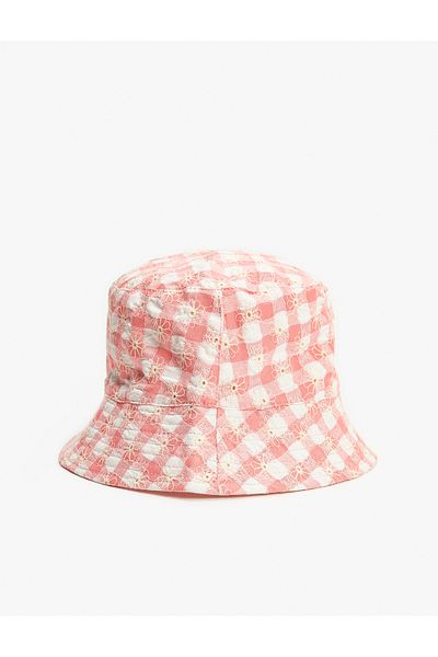Koton Cotton Floral Patterned Bucket Hat - Gingham