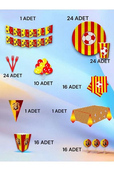 VibeHome Yellow Red Fan Ultra Luxury Set for 24 - Birthday Party and Fun Events