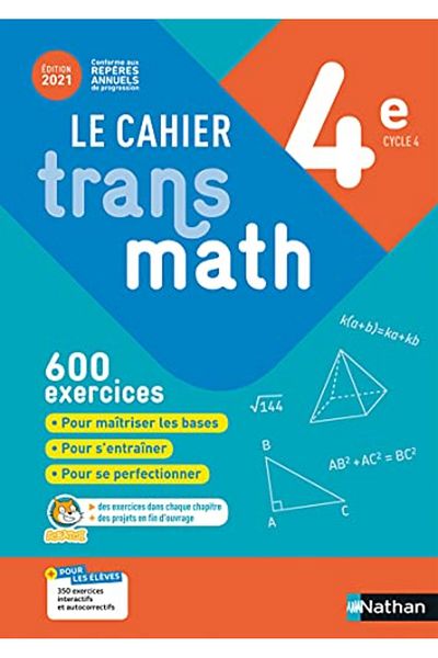 NATHAN Le Cahier Transmath Quatrième 2021